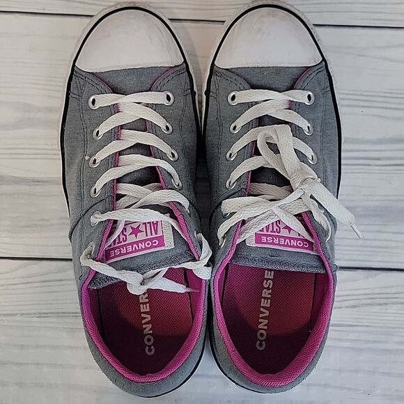 Converse All Star Chuck Taylor Low Top Sneakers Gray and Pink Size 5 Junior - Picture 6 of 9